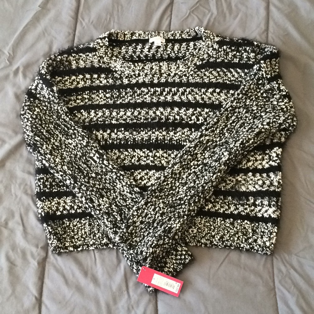 NWT Xhilaration Fuzzy Striped Sweater